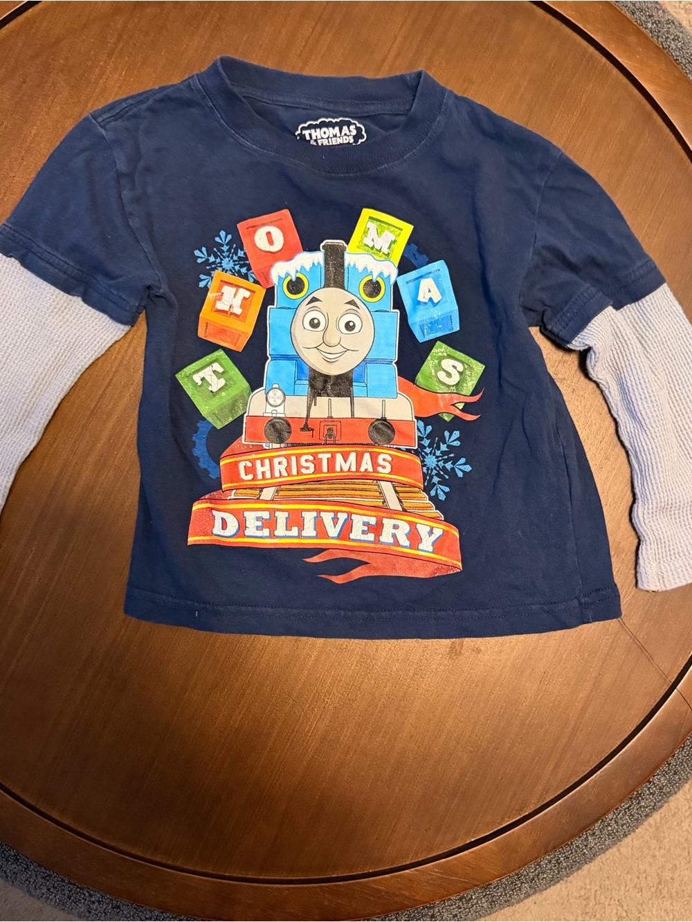 Thomas & Friends Navy & Gray Layered-Look Christmas Delivery Long Sleeve Tee